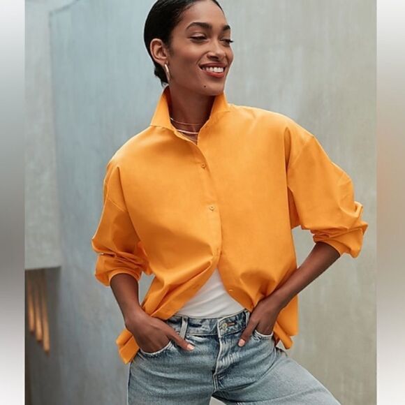 Express Shirt button up Poplin Boyfriend Portofino Shirt size size L orange - Picture 1 of 9